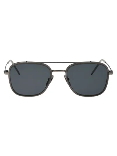 Shop Thom Browne Eyewear Navigator Frame Sunglasses In Grey