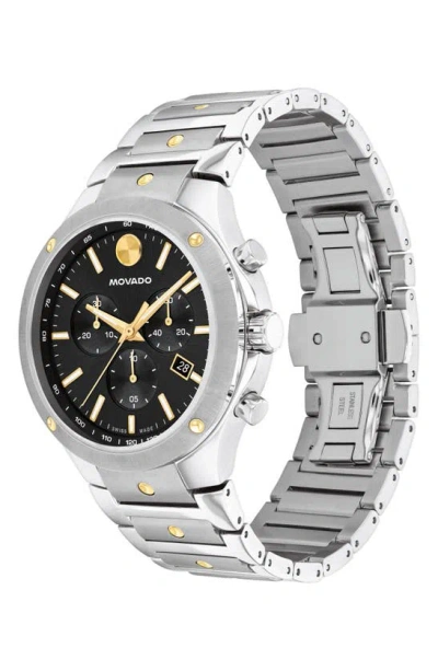 Shop Movado Se Chronograph Bracelet Watch, 42mm In Black/ Silver