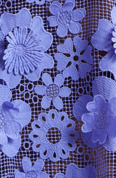 Shop La Vie Style House '60s 3d Floral Lace Cover-up Mini Caftan In Wisteria