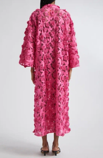 Shop La Vie Style House '70s Floral Lace Cover-up Maxi Caftan In Soft Mauve