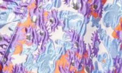 Shop La Vie Style House Floral Brocade Long Sleeve Wrap Style Dress In Purple/ Blue Multi
