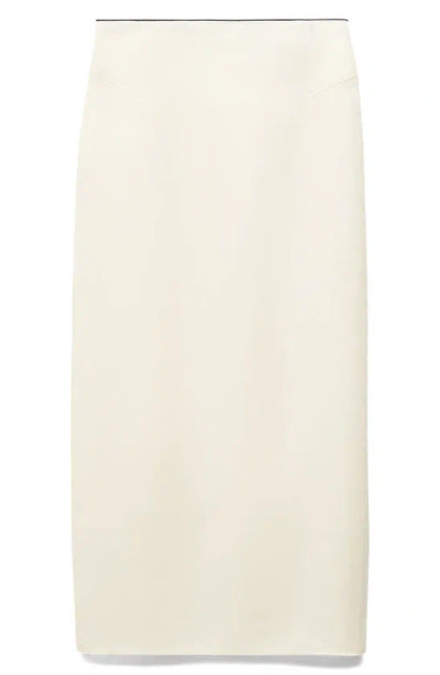 Mango Back Slit Linen Skirt In Vanilla