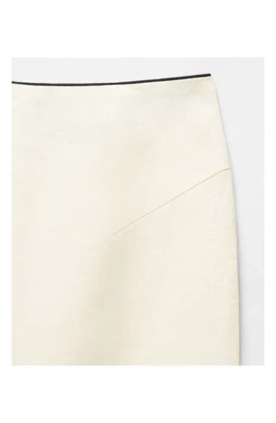 Mango Back Slit Linen Skirt In Vanilla