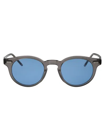 Shop Thom Browne Eyewear Round Frame Sunglasses In Grey