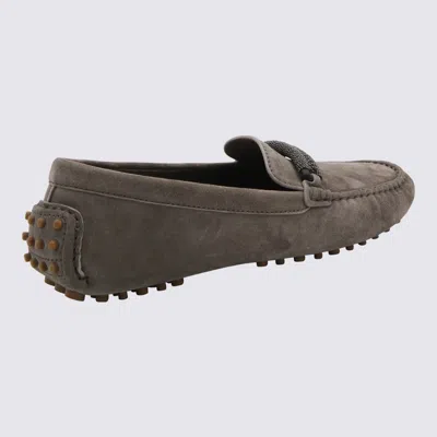 Shop Brunello Cucinelli Beige Leather Loafers