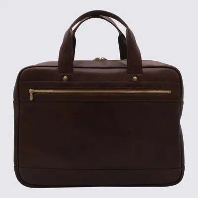 Shop Brunello Cucinelli Brown Leather Briefcase