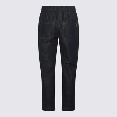 Shop Brunello Cucinelli Dark Blue Cotton Jeans
