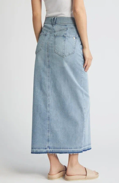 Shop Wit & Wisdom 'ab'solution Skyrise Raw Hem Denim Maxi Skirt In Light Blue