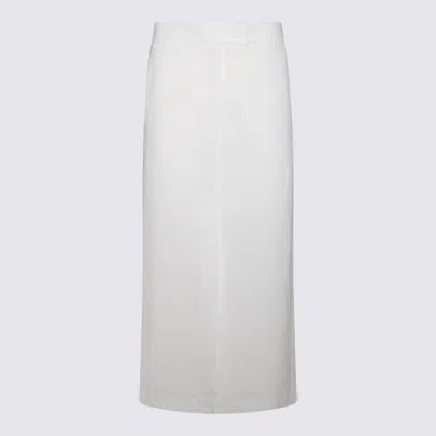 Shop Brunello Cucinelli White Viscose Midi Skirt