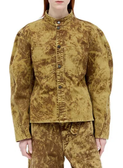 Shop Lemaire Balloon Sleeved Jacket In Brown
