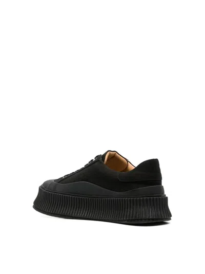 Shop Jil Sander Low Laced Sneakers With Vulcanized Rubber Sole Shoes In Black