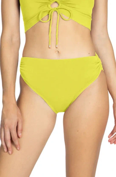 Shop Robin Piccone Aubrey High Waist Bikini Bottoms In Honeydew