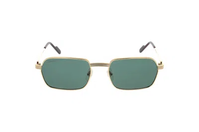 Shop Cartier Rectangle Frame Sunglasses In Gold