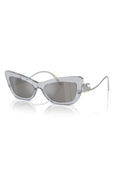 Shop Dolce & Gabbana 55mm Cat Eye Sunglasses In Transparent Grey