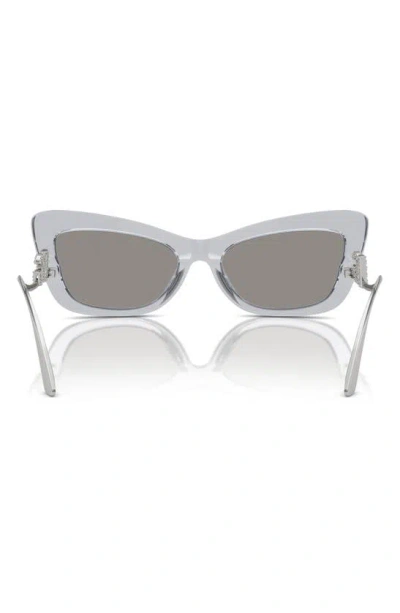 Shop Dolce & Gabbana 55mm Cat Eye Sunglasses In Transparent Grey