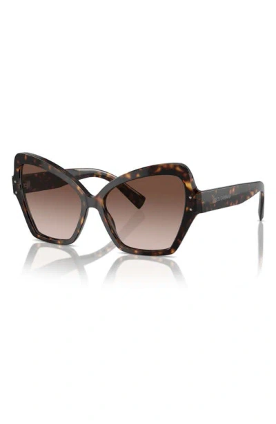Shop Dolce & Gabbana 56mm Gradient Butterfly Sunglasses In Havana