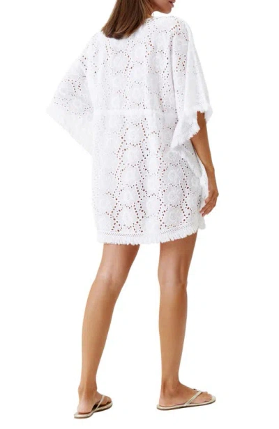 Melissa Odabash Ivy Lace Crochet Fringe-trim Mini Dress In White