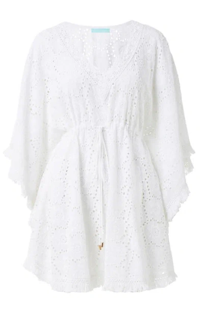 Melissa Odabash Ivy Lace Crochet Fringe-trim Mini Dress In White