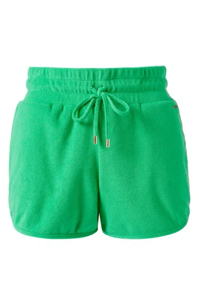 Shop Melissa Odabash Harley Cotton Blend Terry Cover-up Shorts In Green