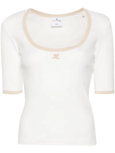 Shop Courrèges Holistic Contrast T-shirt Woman White In Cotton