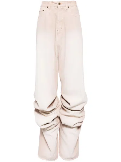 Shop Y/project Denim Draped Cuff Pants Womam Pink In Cotton