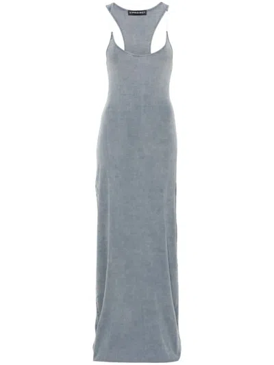 Shop Y/project Invisible Strap Dress Woman Blue In Cotton