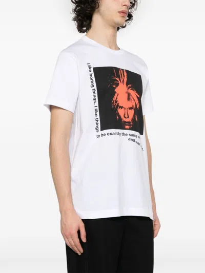 Shop Comme Des Garçons Shirt Printed T-shirt Men White In Cotton
