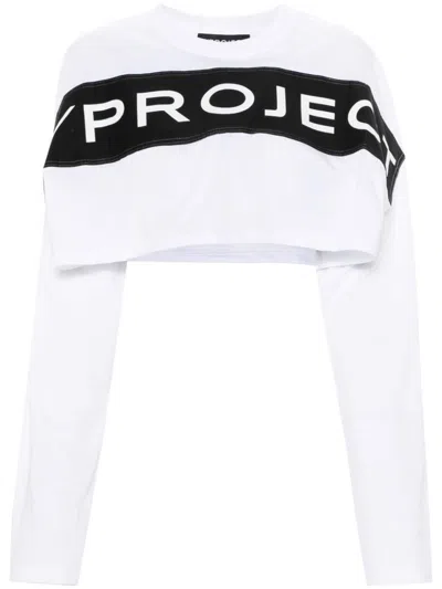 Shop Y/project Scrunched Crop Top Woman White In Cotton