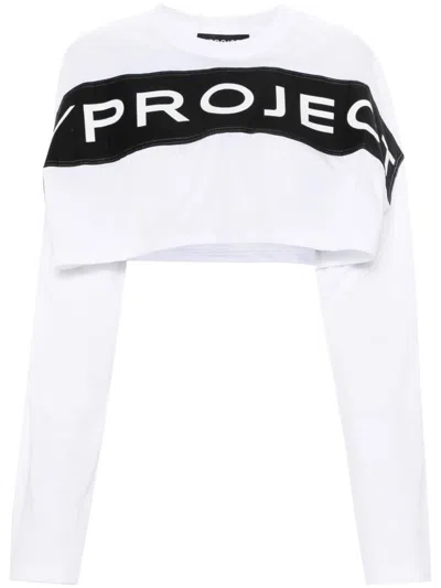 Y/project Scrunched Crop Top Woman White In Cotton