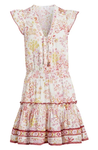 Shop Poupette St Barth Anais Cap Sleeve Cover-up Minidress In Pink Queen Liberty