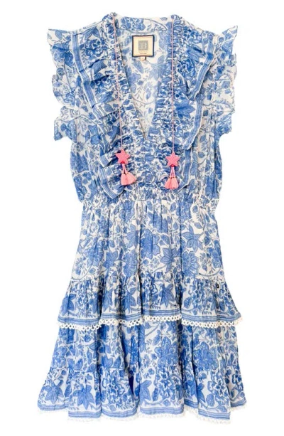Shop Alicia Bell Rainey Floral Cotton & Silk Cover-up Minidress In Blue Floral