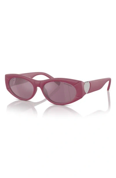 Shop Tiffany & Co 55mm Oval Sunglasses In Fuchsia / Violet