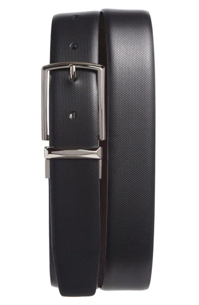 Shop Original Penguin Embossed Leather Belt In Black