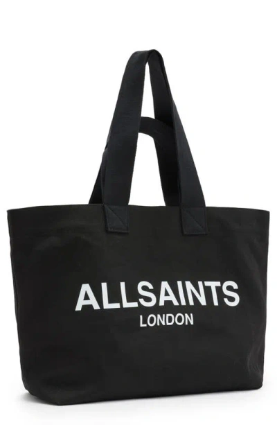 Allsaints Ali Logo-print Cotton-canvas Tote Bag In Black