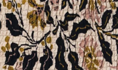 Shop Maaji Tapestry Of Leaves Viola Smocked Waist Cover-up Minidress In Black