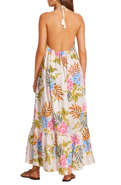 Shop Vitamin A Petra Floral Linen Cover-up Maxi Dress In Summer Bloom Eco Linen