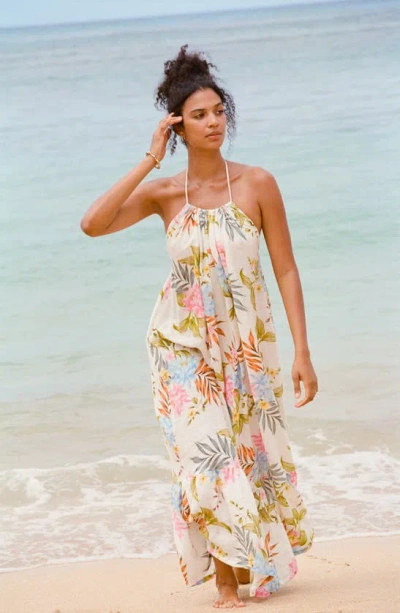 Shop Vitamin A Petra Floral Linen Cover-up Maxi Dress In Summer Bloom Eco Linen