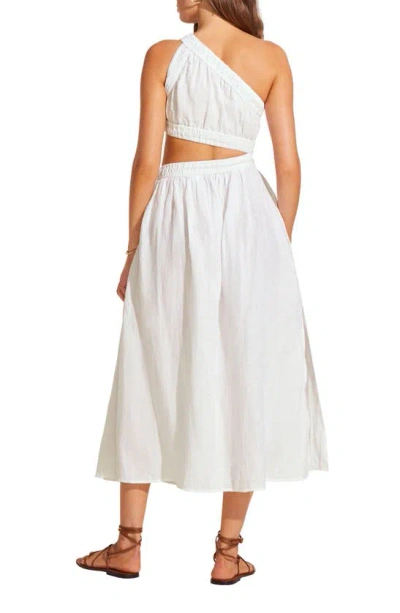 Shop Vitamin A Reina Side Cutout Linen Cover-up Dress In White Eco Linen