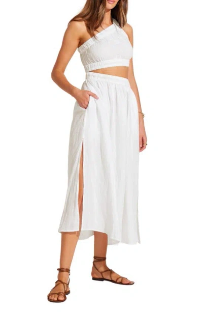 Shop Vitamin A ® Reina Side Cutout Linen Cover-up Dress In White Eco Linen