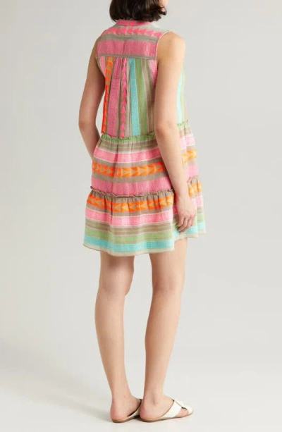 Shop Elan Babydoll Cover-up Minidress In Neon Multi