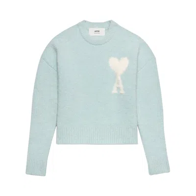 Pre-owned Ami Alexandre Mattiussi Ami Adc Sweater 'aquamarine/ivory' In Blue