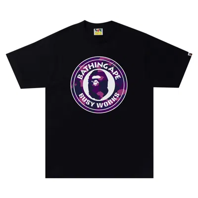 Pre-owned Bape Color Camo A Busy Works Tee 'black/purple'