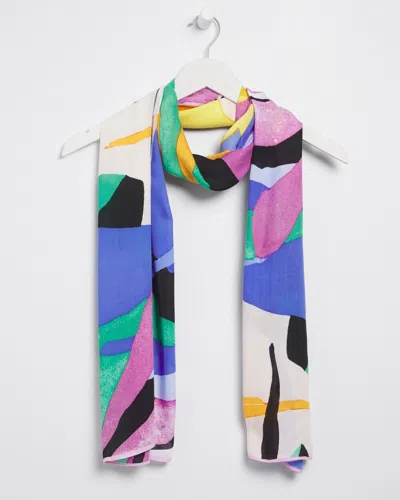 Shop Chico's Silk Blend Tropical Oblong Scarf In Purple Nightshade |