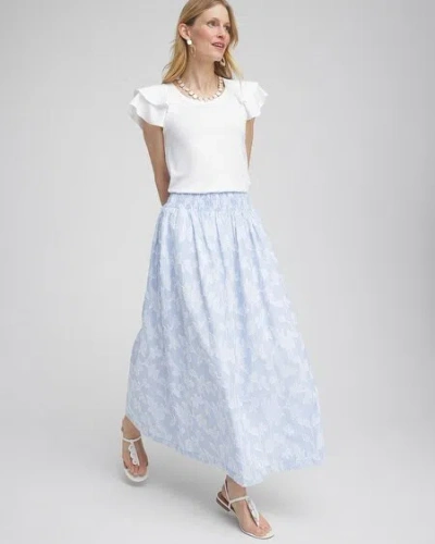 Chico's Floral Jacquard Maxi Skirt In Blue Size 20/22 |  In Blue