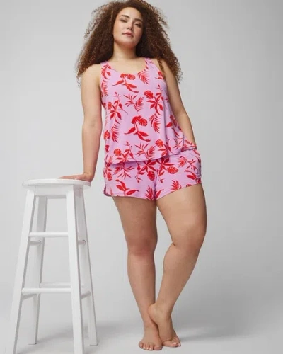 Shop Soma Women's Cool Nights Sleep Tank Top + Pajama Shorts Set In Shadow Flora M Meta/poppy Size Small | Som