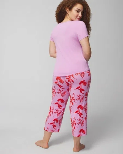 Shop Soma Women's Cool Nights Short Sleeve + Cropped Pajama Pants Set In Flamingle Sm Navy Size Medium |