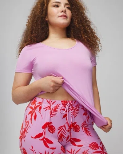 Shop Soma Women's Cool Nights Short Sleeve + Cropped Pajama Pants Set In Flamingle Sm Navy Size Medium |