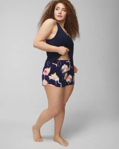 Shop Soma Women's Cool Nights Sleep Tank Top + Pajama Shorts Set In Flamingle Sm Navy Size Xs |