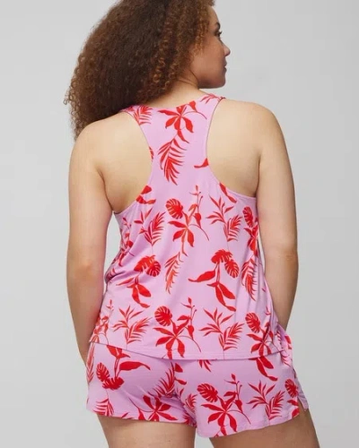 Shop Soma Women's Cool Nights Sleep Tank Top + Pajama Shorts Set In Retreat Stripe Mini Melon Size Medium | So