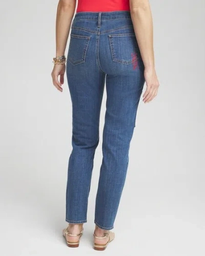 Shop Chico's Girlfriend Patchwork Ankle Jeans In Palace Indigo Size 18 |